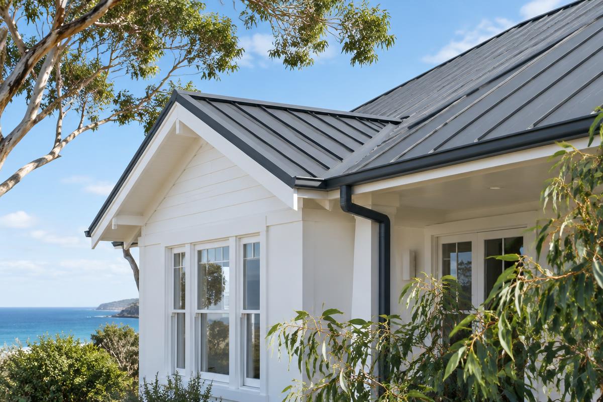 Example coastal home with a new metal roof